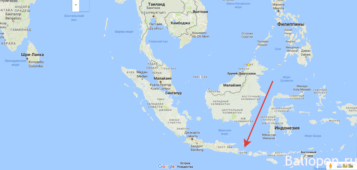 Бали на карте мира. Где находится остров Бали?